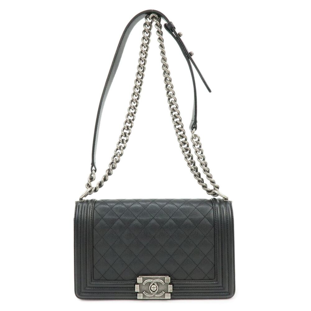 Chanel Caviar Leather Boy Chanel Flap Bag Black